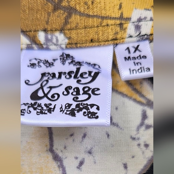 Parsley & Sage Casual 32" Long African Inspired V-Neck Short Sleeve Top Shirt - Picture 4 of 6